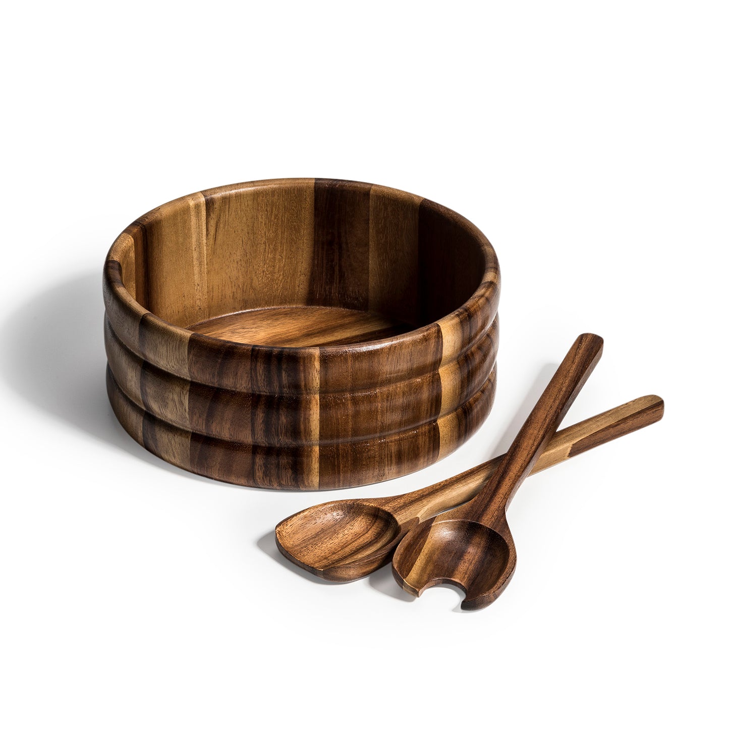 Large Salad Bowl with Servers - Wavy