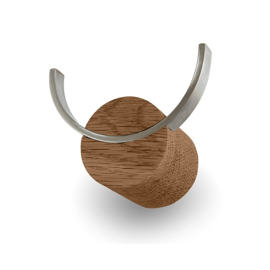 Deer-shaped walnut color oak wood wall hook