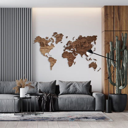 Wooden World Map Wall Art