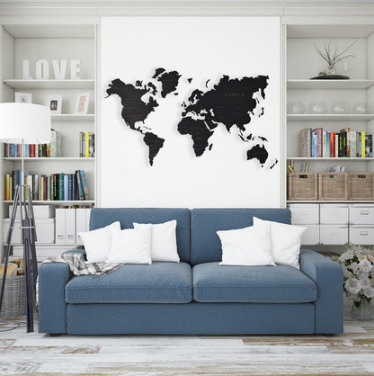 Rustic Wooden World Map