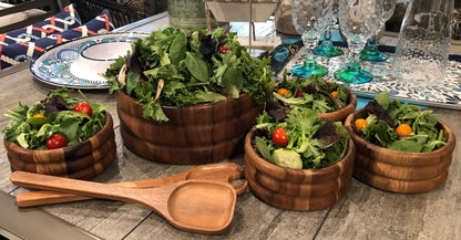 7 Piece - Large Salad Bowl with Servers and 4 Individual Bowls