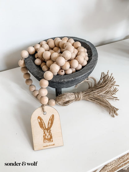 Bunny Wood Bead Garland with Jute Tassel