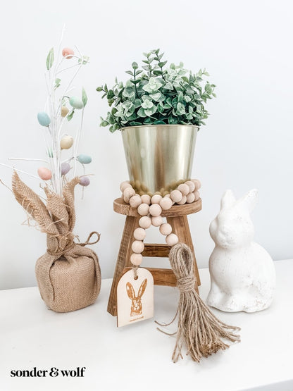 Bunny Wood Bead Garland with Jute Tassel