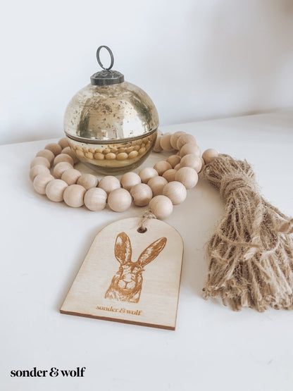 Bunny Wood Bead Garland with Jute Tassel