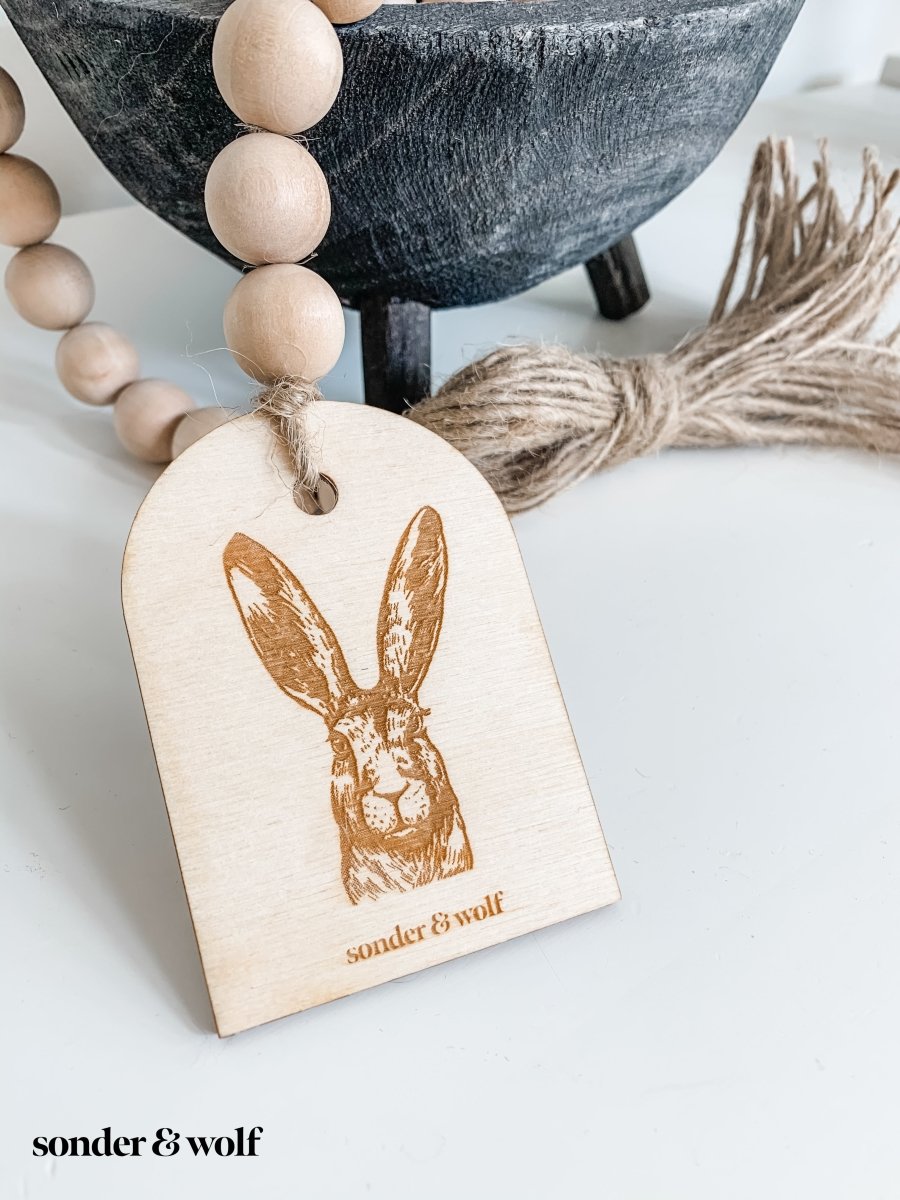 Bunny Wood Bead Garland with Jute Tassel